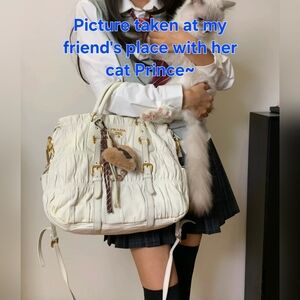 Prada Nappa Gaufre Cream White Tote Bag